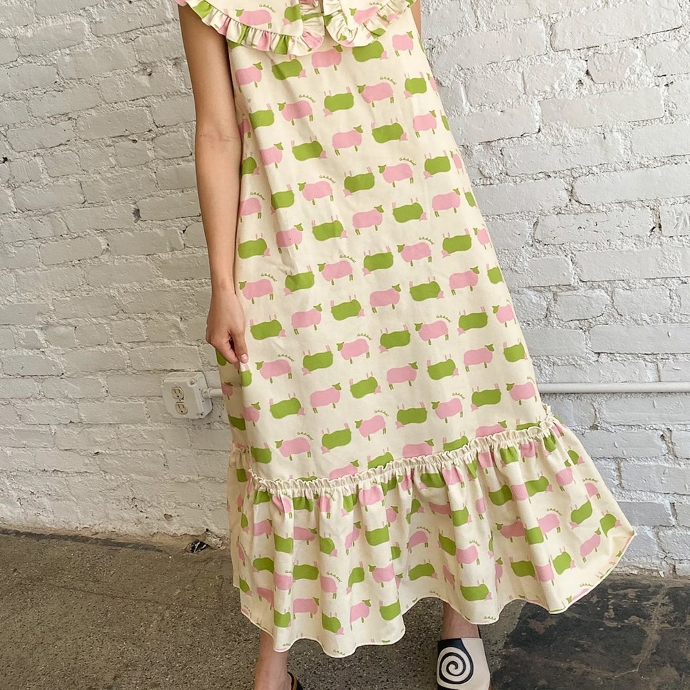Lisa Says Gah Pink and Green Midi Dress